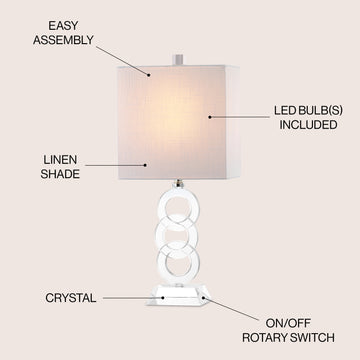 Riley 22.5" Crystal LED Table Lamp - JONATHAN Y